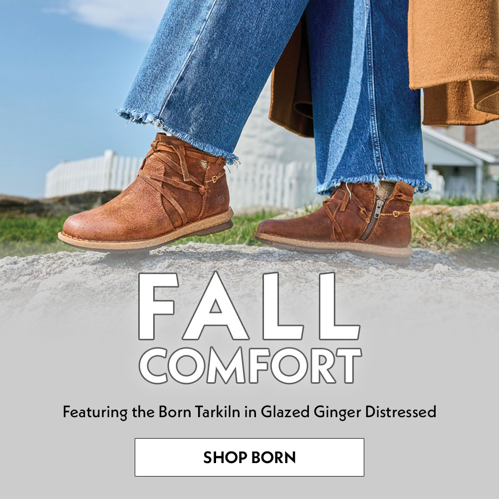 Fall Comfort. Featuring the Born Tarklin in Glazed Ginger Distressed (brown suede). Shop Born.